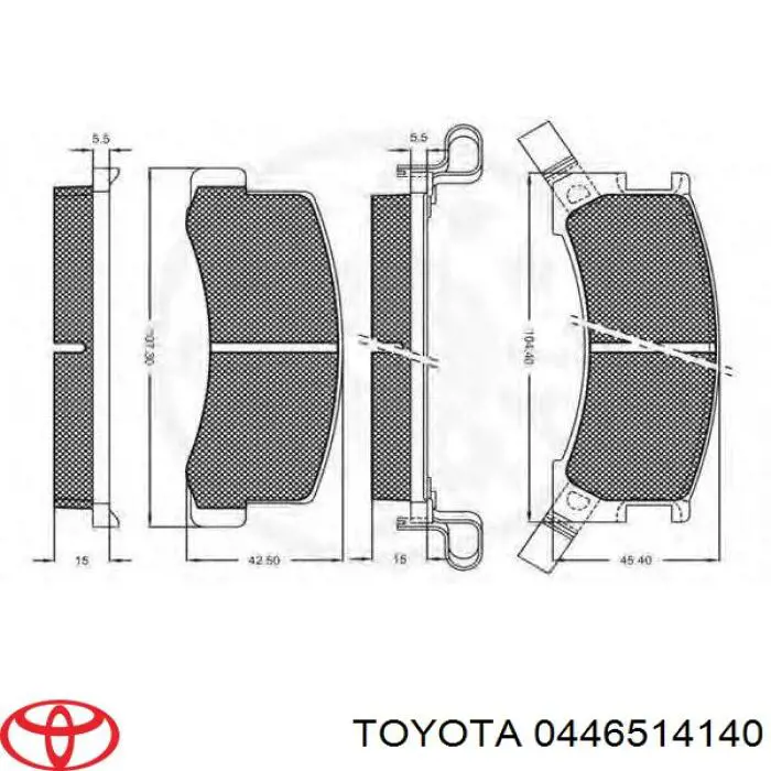 0446514140 Toyota Передні гальмівні колодки