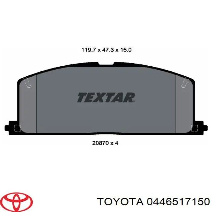 Купити 0446517150 Toyota Колодки гальмівні передні, дискові