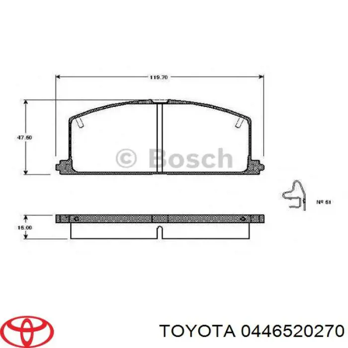 Передні тормозні колодки 0446520270 Toyota