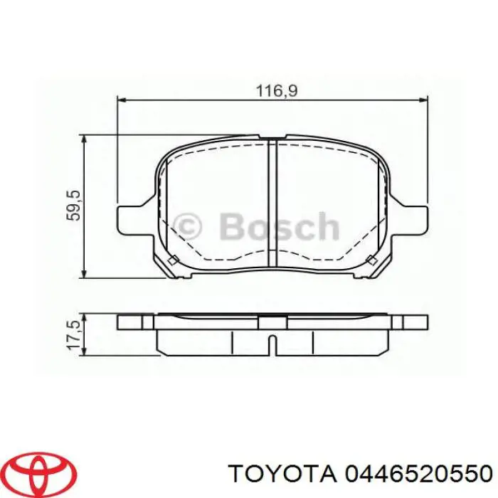 0446520550 Toyota колодки гальмівні передні, дискові
