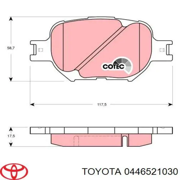 Передні тормозні колодки 0446521030 Toyota