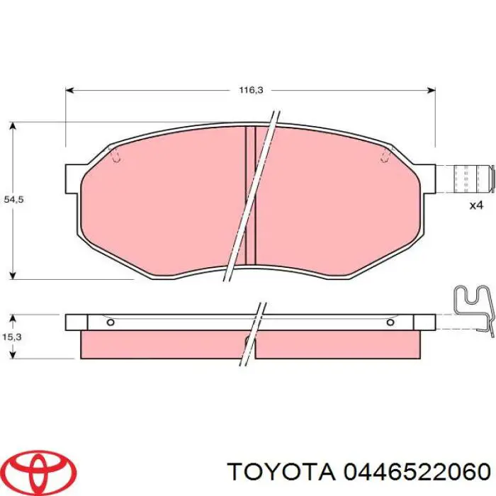 0446522060 Toyota колодки гальмівні передні, дискові