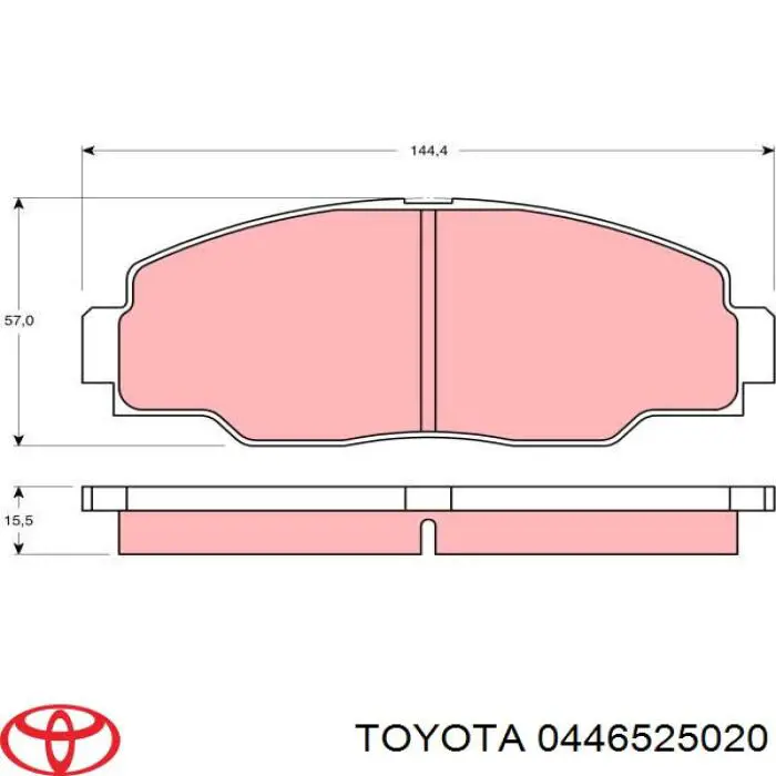 Колодки гальмівні передні, дискові 0446525020 Toyota