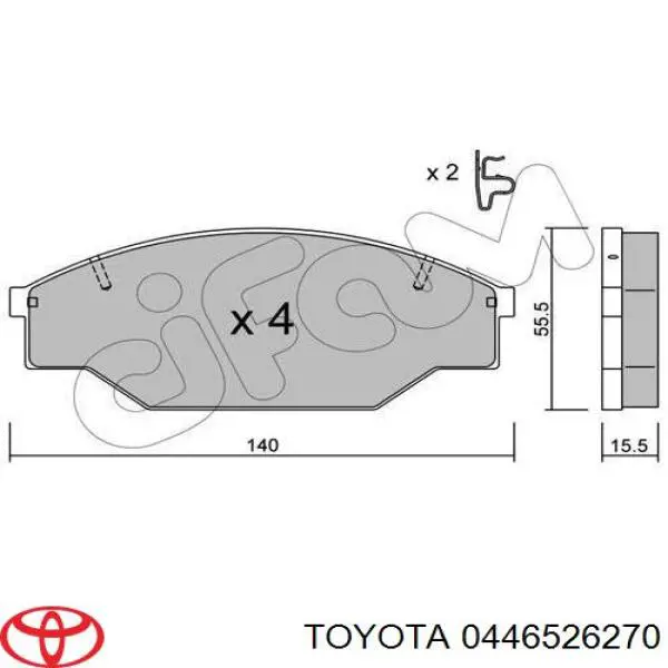 Колодки гальмівні передні, дискові 0446526270 Toyota