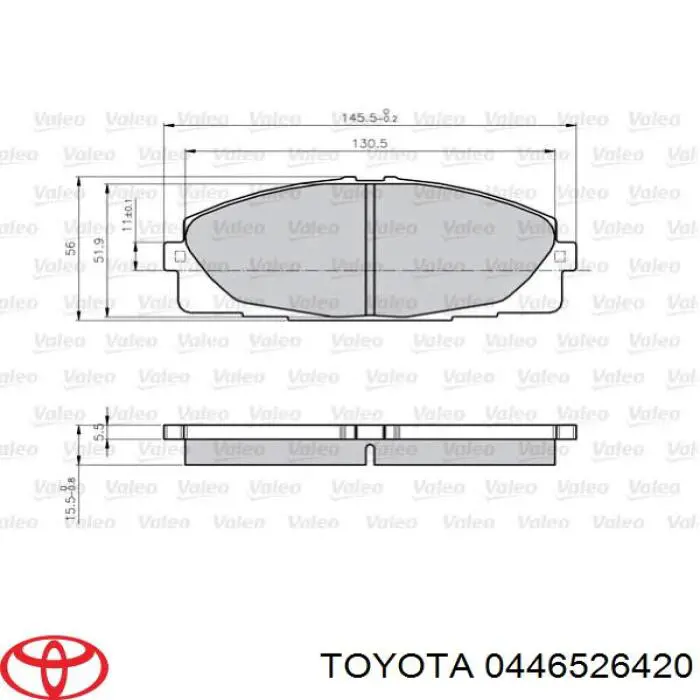 Купити 0446526420 Toyota Колодки гальмівні передні, дискові
