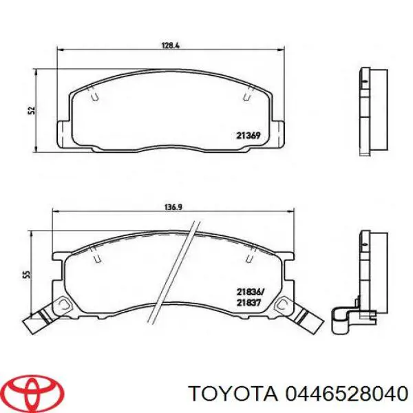 Колодки гальмівні передні, дискові 0446528040 Toyota