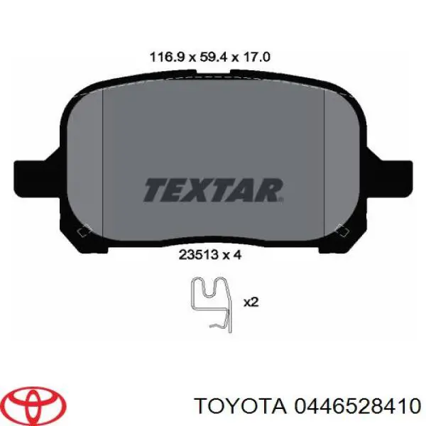 Гальмівні колодки Toyota 0446528410 ціна, від 21.93 USD