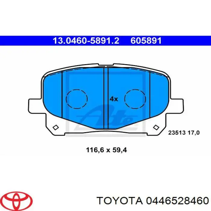 Гальмівні колодки Toyota 0446528460 ціна, від 20.26 USD