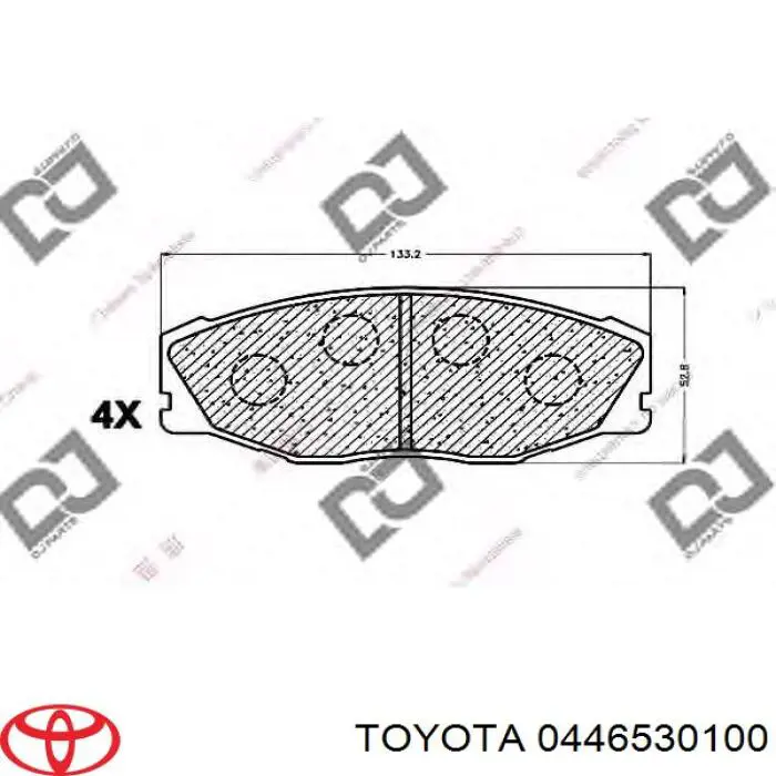 Колодки гальмівні передні, дискові 0446530100 Toyota