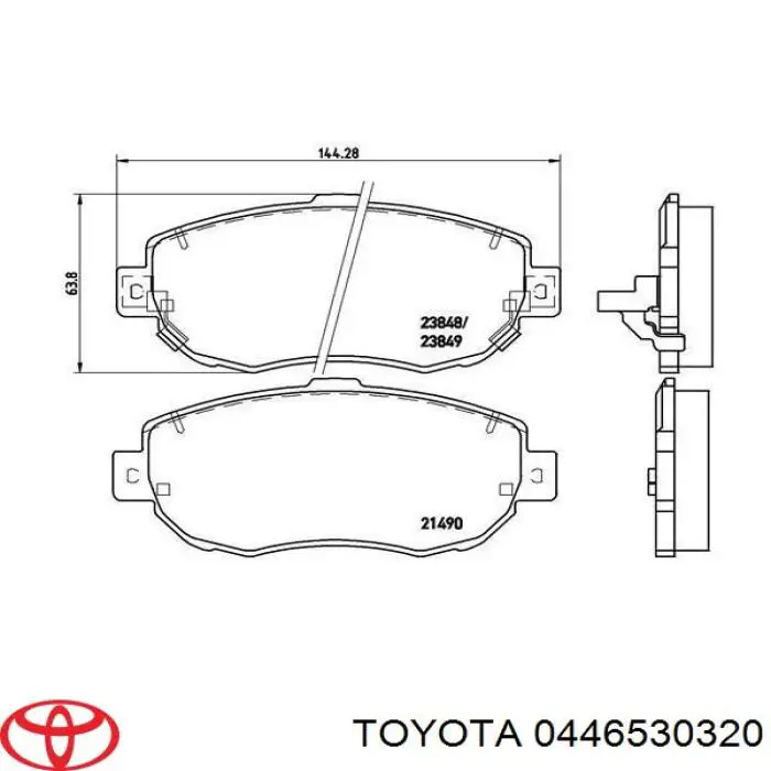 0446530320 Toyota колодки гальмівні передні, дискові