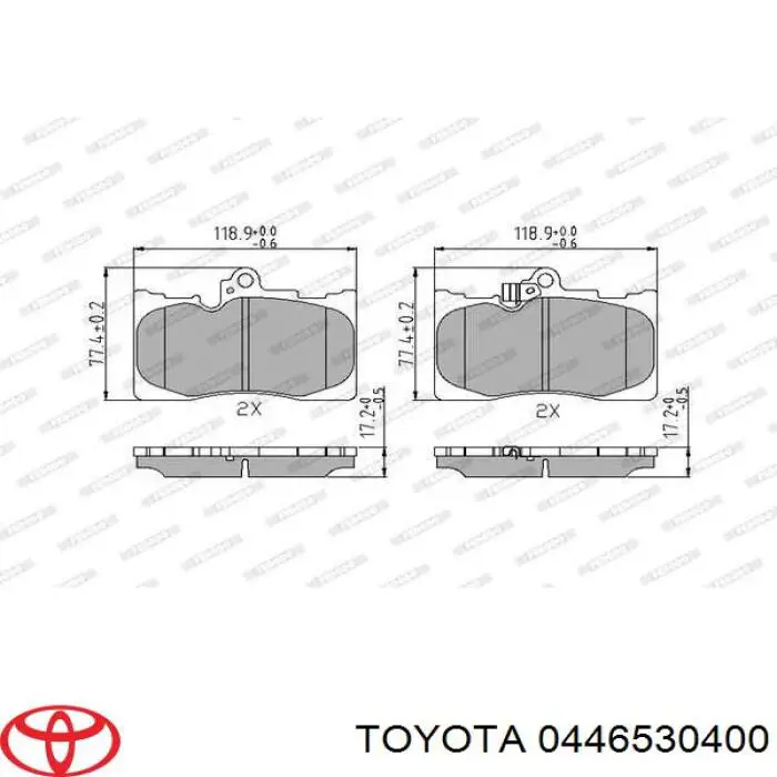 Купити 0446530400 Toyota Колодки гальмівні передні, дискові