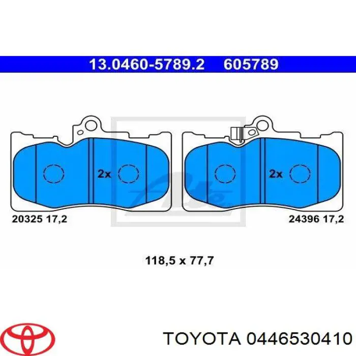 Передні тормозні колодки 0446530410 Toyota