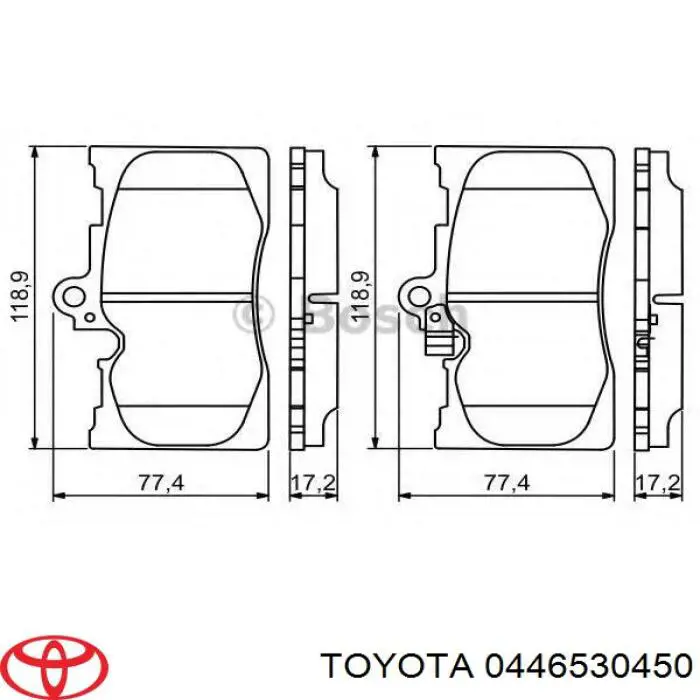 Гальмівні колодки Toyota 0446530450 ціна, від 39.27 USD