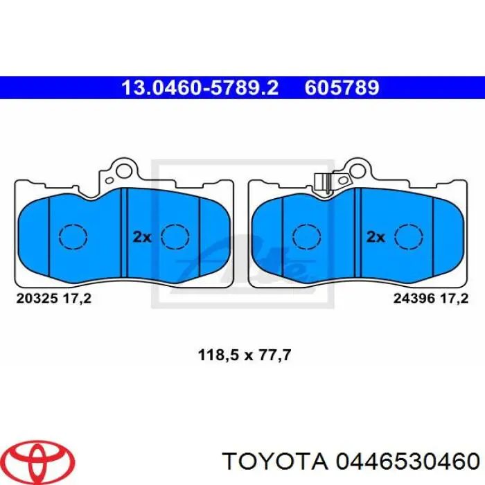 Гальмівні колодки Toyota 0446530460 ціна, від 38.08 USD