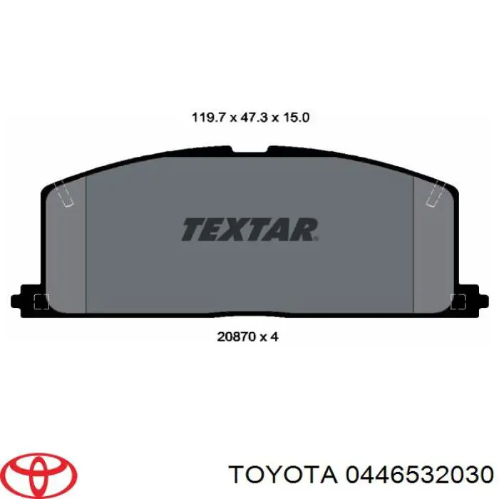 0446532030 Toyota колодки гальмівні передні, дискові