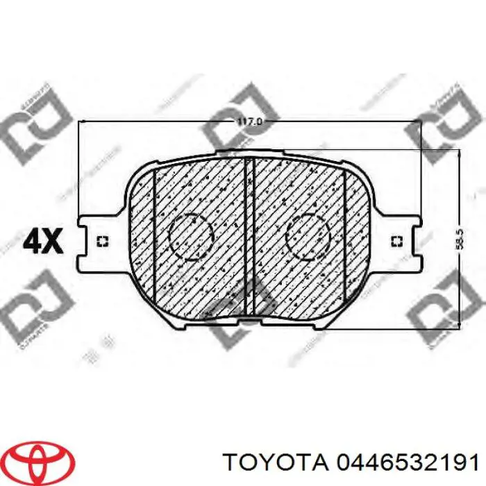 Гальмівні колодки Toyota 0446532191 ціна, від 35.37 USD