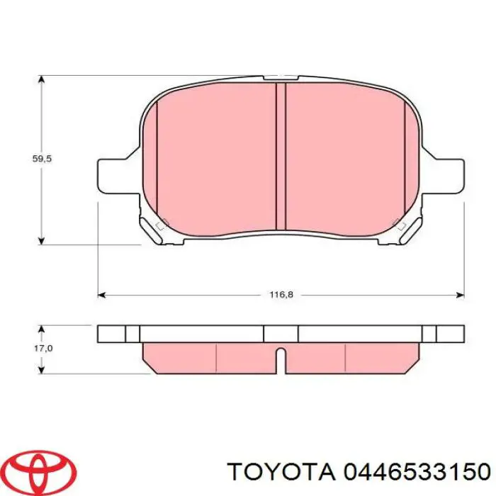 0446533150 Toyota колодки гальмівні передні, дискові