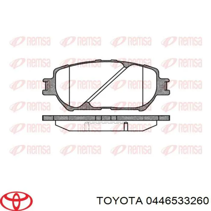 Колодки гальмівні передні, дискові 0446533260 Toyota