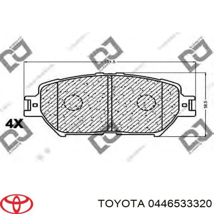 Колодки гальмівні передні, дискові 0446533320 Toyota