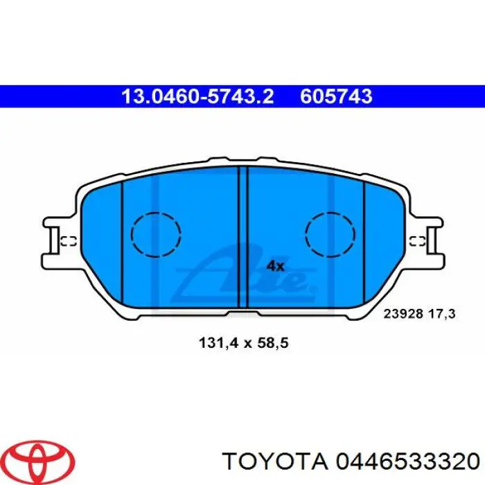 Гальмівні колодки Toyota 0446533320 ціна, від 19.18 USD