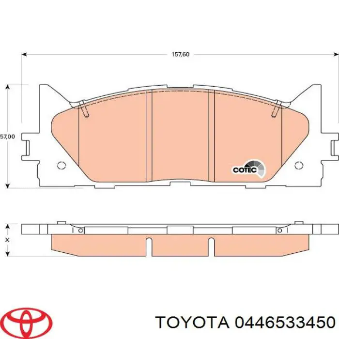 Купити 0446533450 Toyota Колодки гальмівні передні, дискові