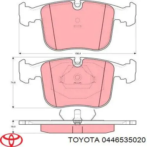 0446535020 Toyota колодки гальмівні передні, дискові
