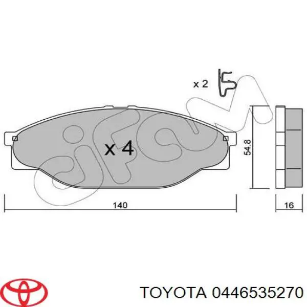 Гальмівні колодки Toyota 0446535270 ціна, від 19.54 USD