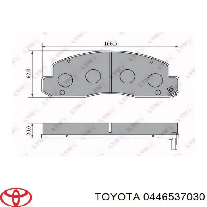 Колодки гальмівні передні, дискові 0446537030 Toyota