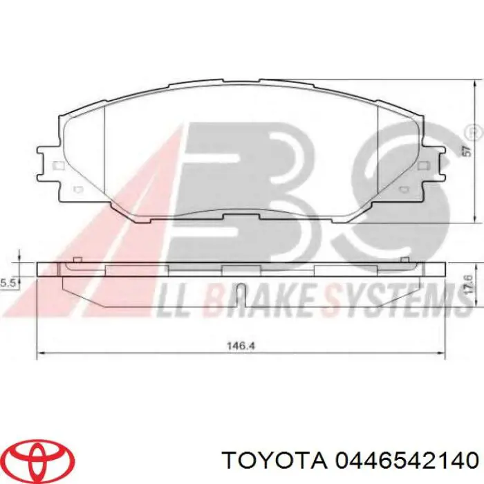 Гальмівні колодки Toyota 0446542140 ціна, від 25.39 USD