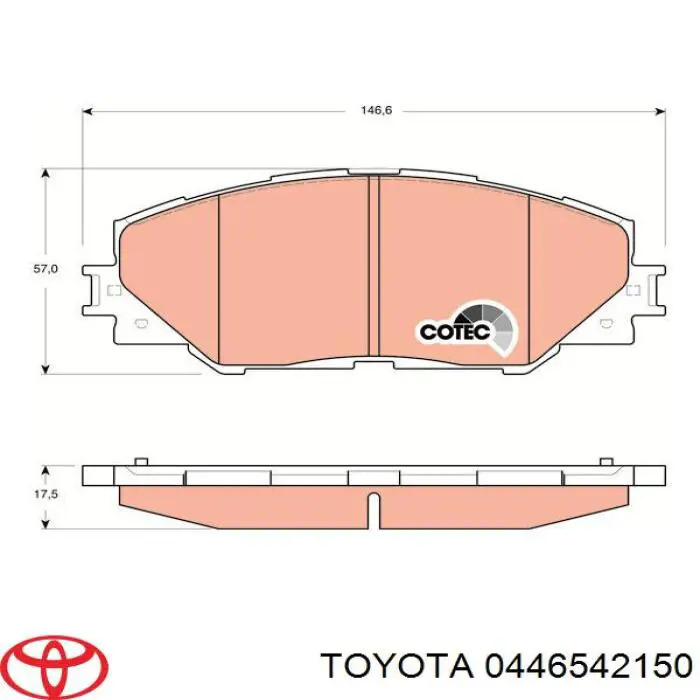 Колодки гальмівні передні, дискові 0446542150 Toyota