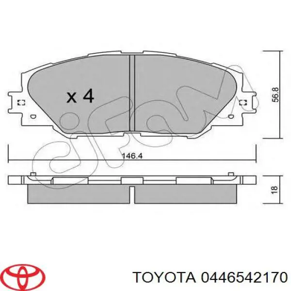 Колодки гальмівні передні, дискові 0446542170 Toyota