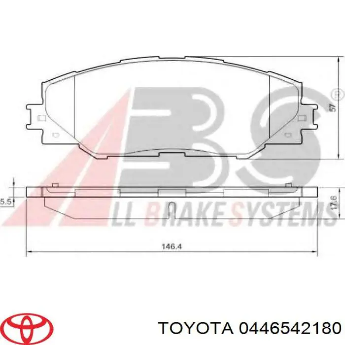 Купити 0446542180 Toyota Колодки гальмівні передні, дискові