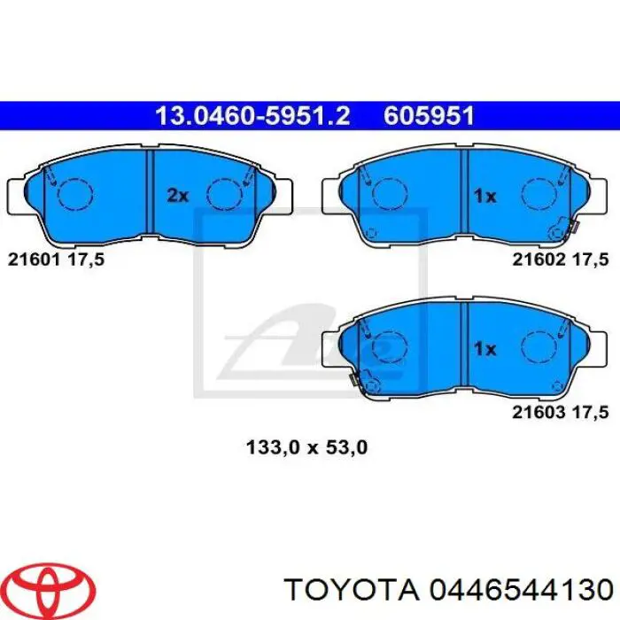 0446544130 Toyota колодки гальмівні передні, дискові