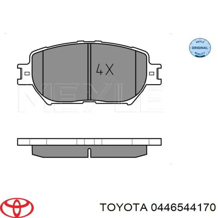 Колодки гальмівні передні, дискові 0446544170 Toyota