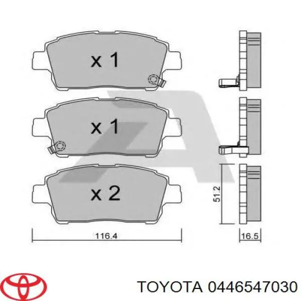 0446547030 Toyota колодки гальмівні передні, дискові