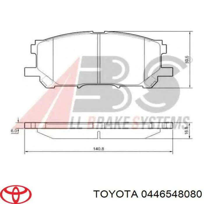 Колодки гальмівні передні, дискові 0446548080 Toyota