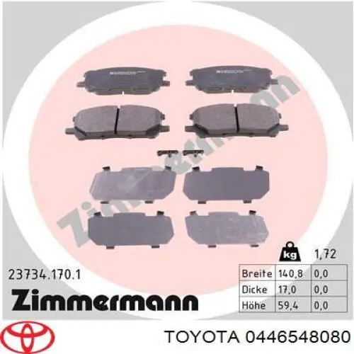 Гальмівні колодки Toyota 0446548080 ціна, від 29.77 USD