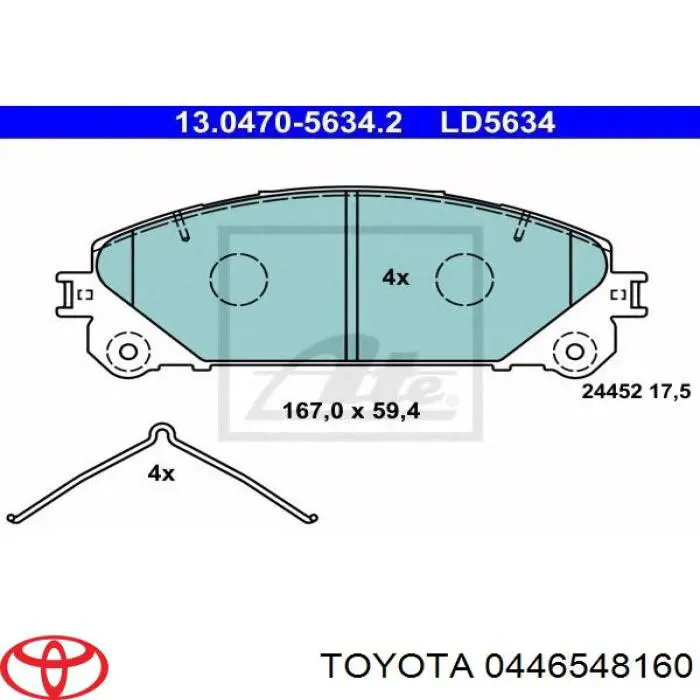 Гальмівні колодки Toyota 0446548160 ціна, від 31.75 USD