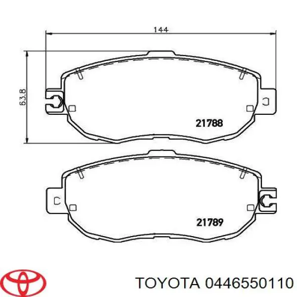 Колодки гальмівні передні, дискові 0446550110 Toyota