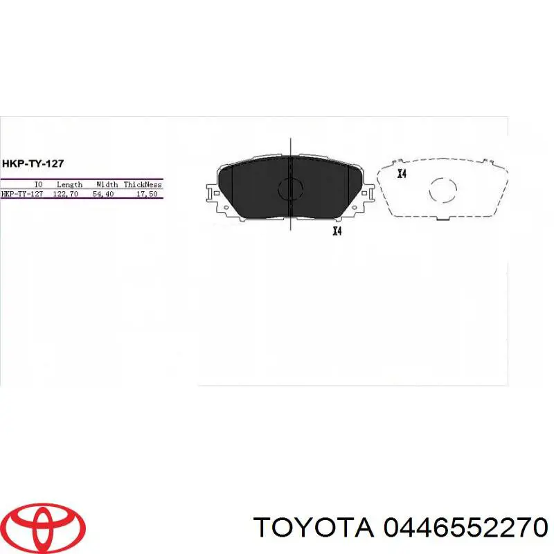 Передні тормозні колодки 0446552270 Toyota
