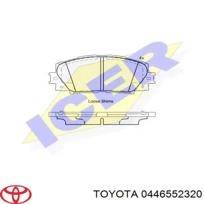 Колодки гальмівні передні, дискові 0446552320 Toyota