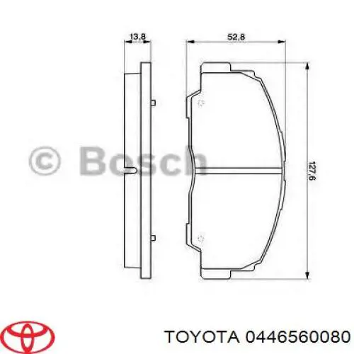 Колодки гальмівні передні, дискові 0446560080 Toyota