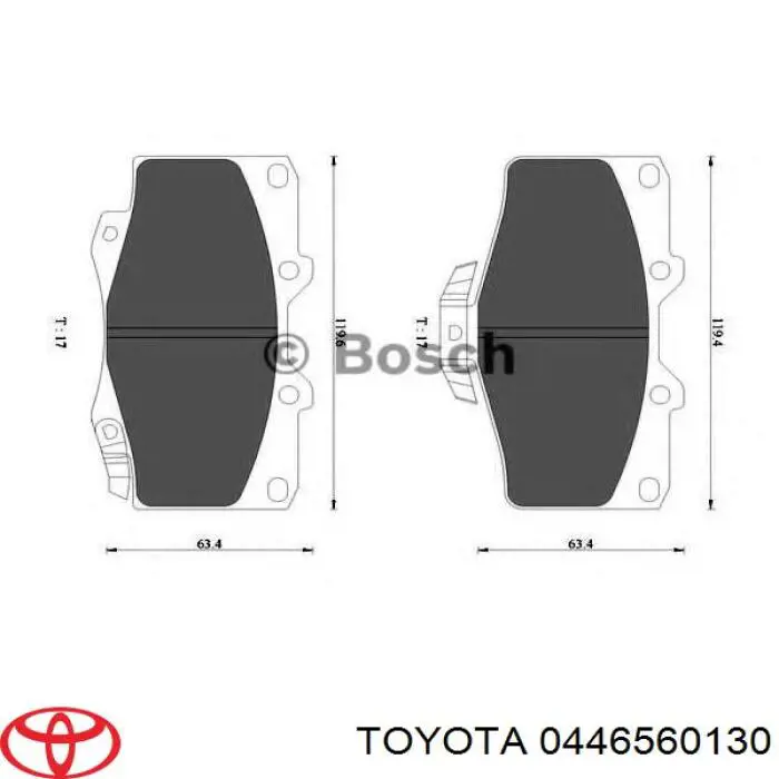 Колодки гальмівні передні, дискові 0446560130 Toyota