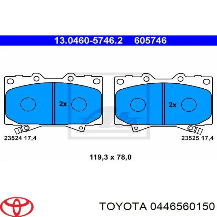 Колодки гальмівні передні, дискові 0446560150 Toyota