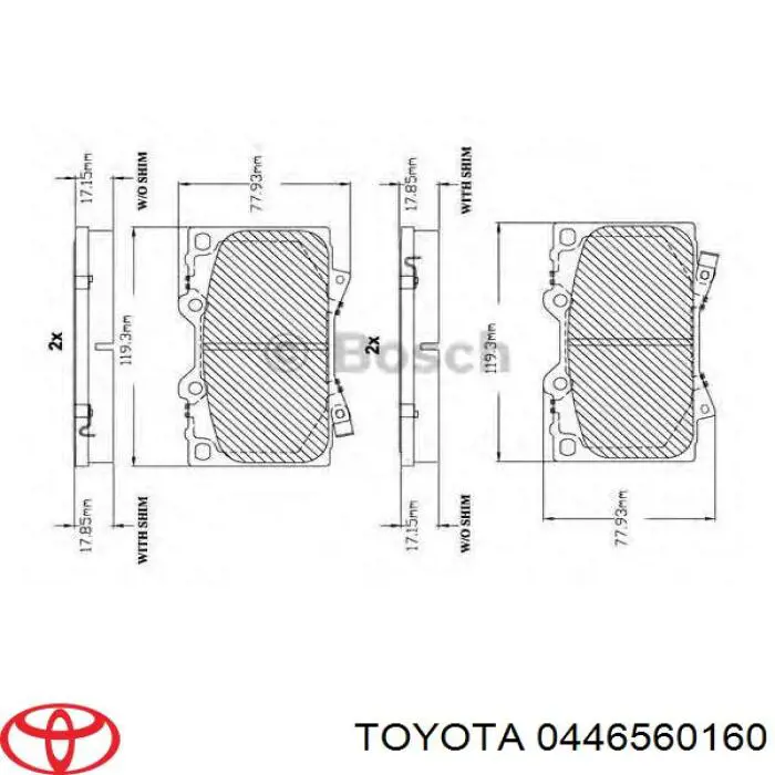 0446560160 Toyota Передні гальмівні колодки