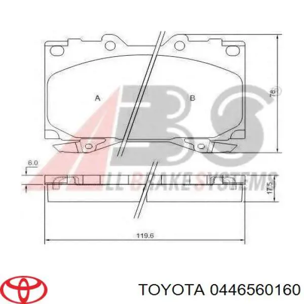 Гальмівні колодки Toyota 0446560160 ціна, від 24.41 USD