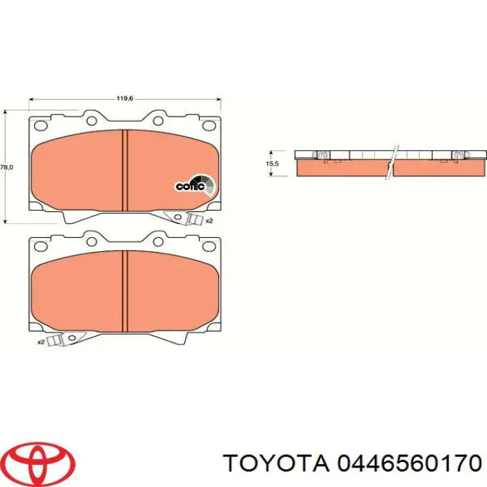 Гальмівні колодки Toyota 0446560170 ціна, від 25.34 USD