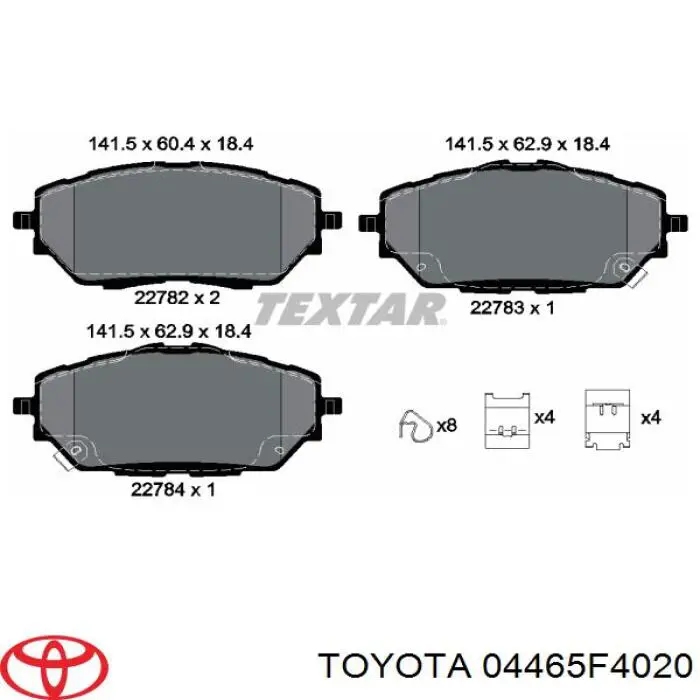 Колодки гальмівні передні, дискові 04465F4020 Toyota