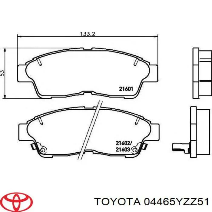 04465YZZ51 Toyota Передні гальмівні колодки