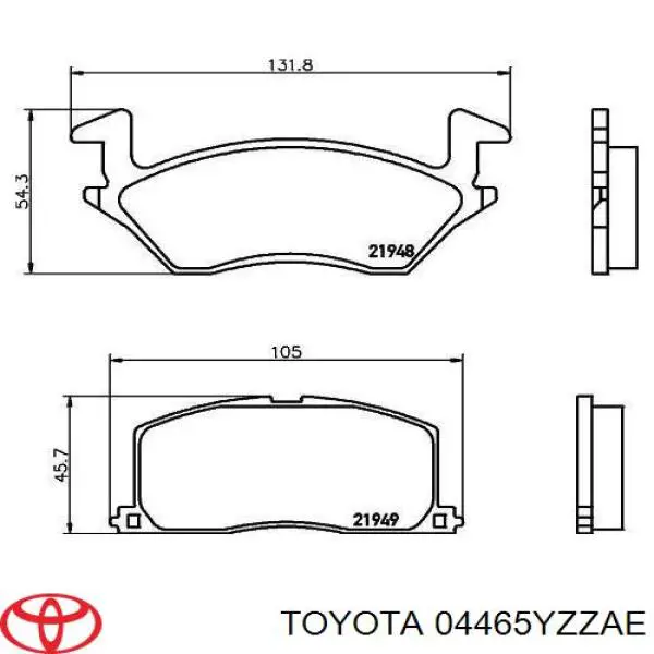 04465YZZAE Toyota колодки гальмівні передні, дискові